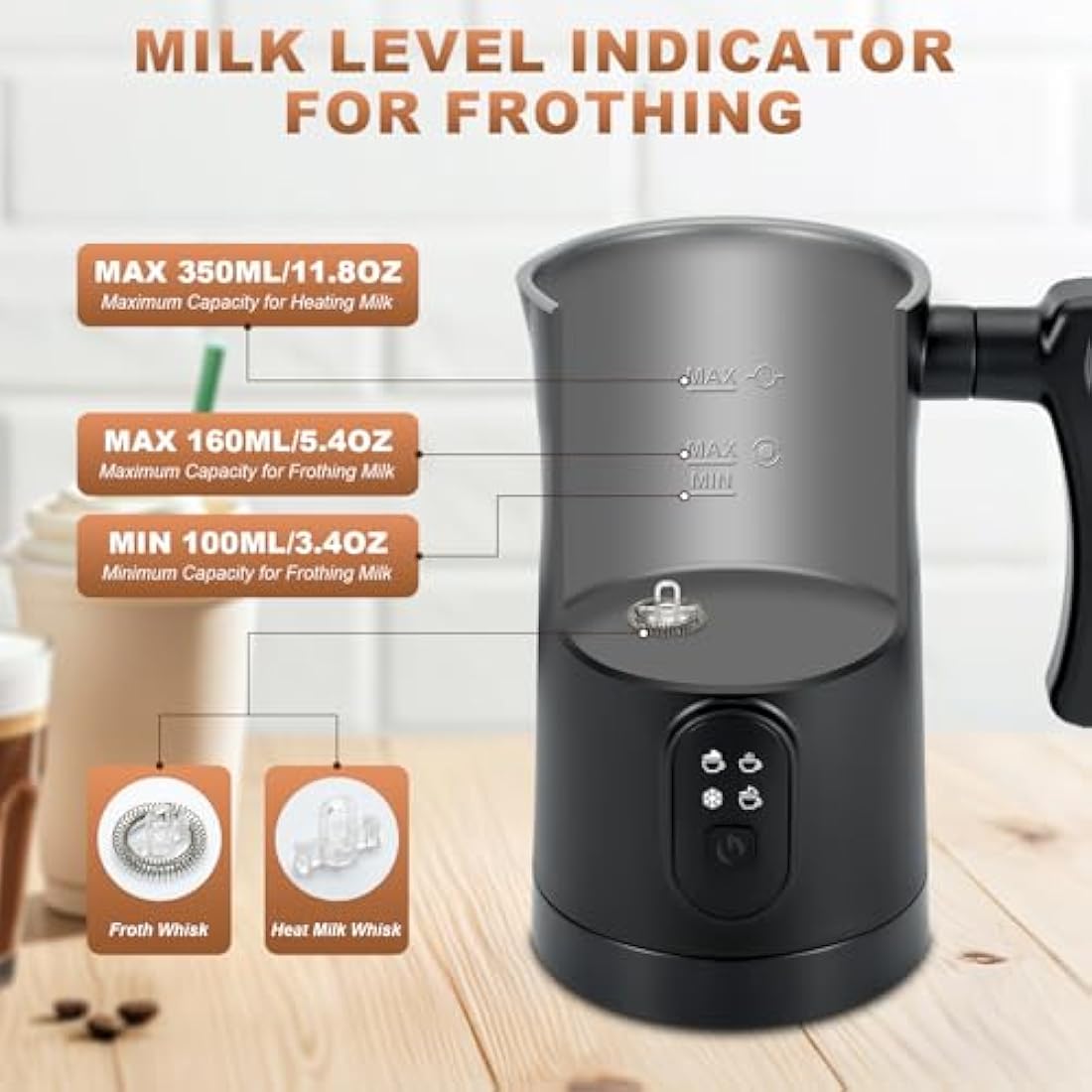 Qeelin Electric Milk Frother, 4 in 1 Milk Steamer,11.8oz/350ml Automatic Warm and Cold Foam Maker for Coffee,Latte, Cappuccino, Macchiato, Hot Chocolate