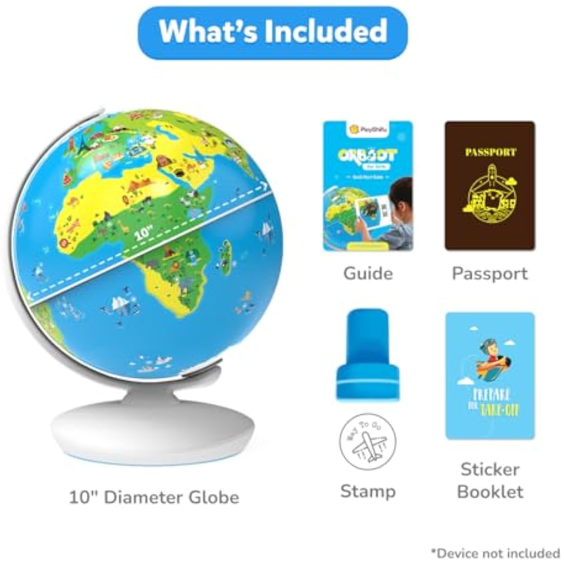 PlayShifu Educational Globe for Kids, Orboot Earth (Globe + App) Interactive AR World Globe, 400 Wonders, 1000+ Facts, STEM Toy Gifts for Kids 4-10 Years, No Borders, No Names on Orboot Globe