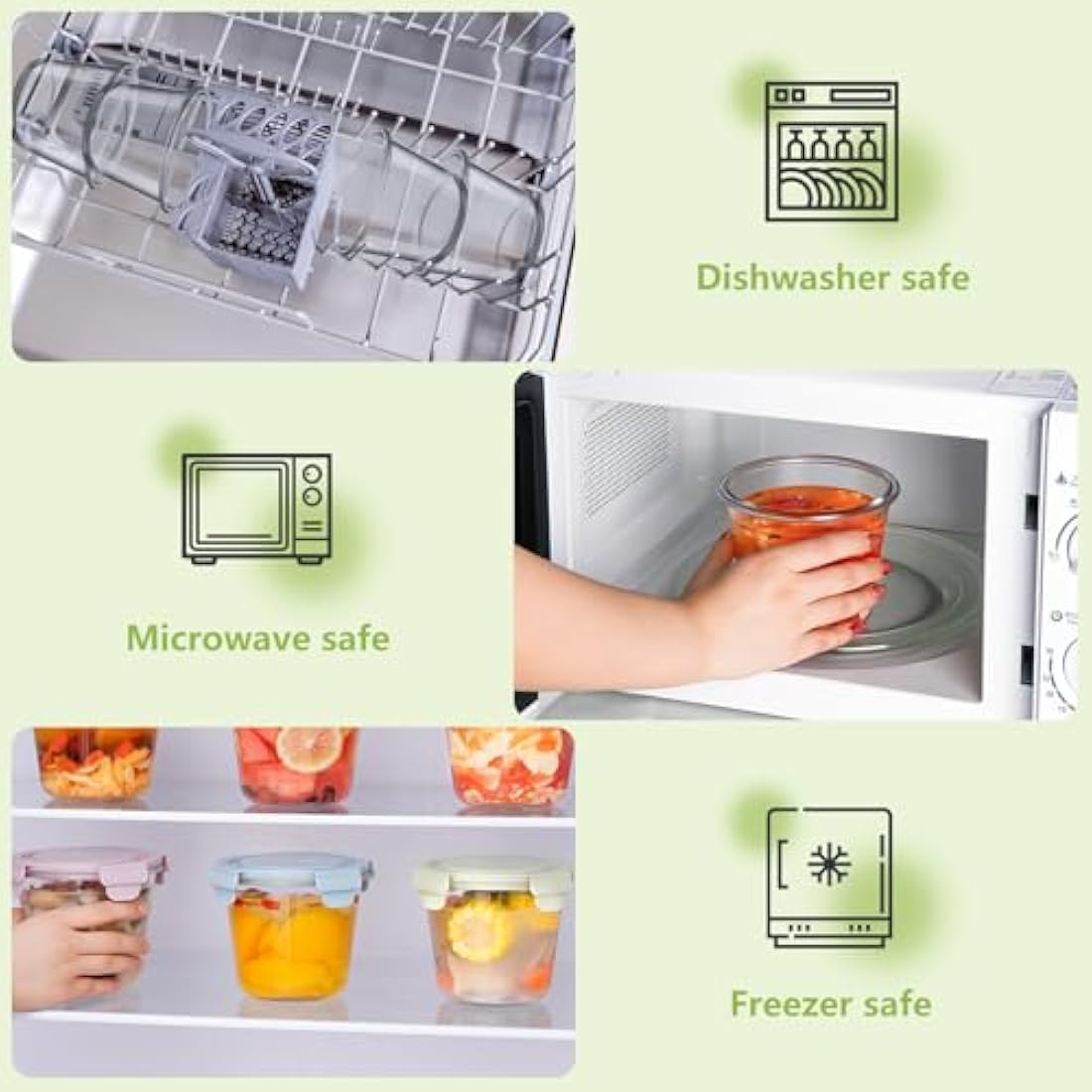 UHAPEER 710ml Glass Container with Lids, Meal Prep Bowls, Round Glass Food Containers, Soup Container to Go, for Soup, Lunch, Salad,Airtight Reusable Bowls, Food Storage Containers,Microwave Safe,4PCS
