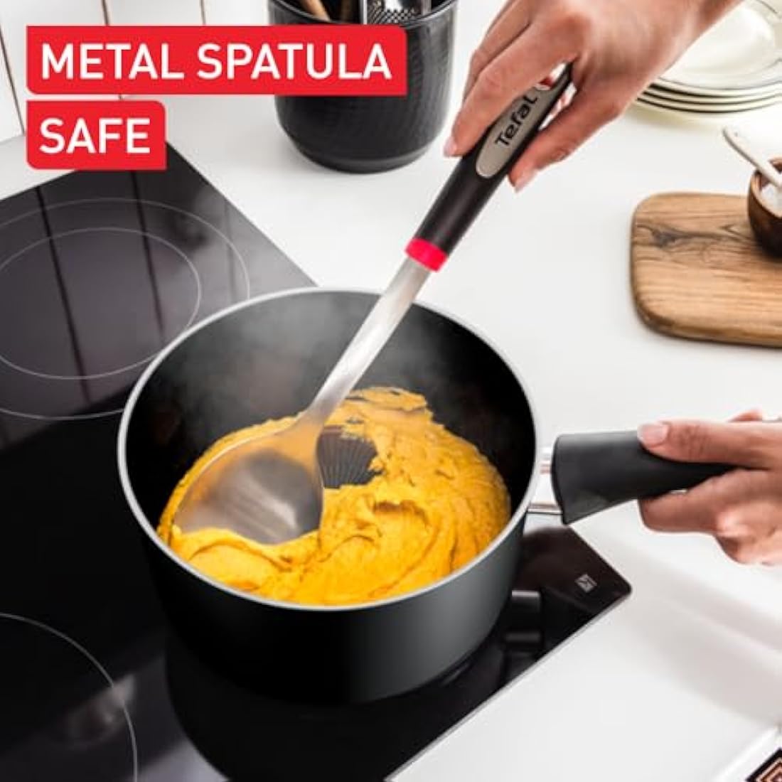 Titanium Essential 4pc Set: Frying Pans 20/28 cm, Saucepan 16 cm & Stewpot 24 cm with lid, Non-Stick Coating, Metal Safe, Compatible with All Hobs Except Induction, Everyday Use, B941S444