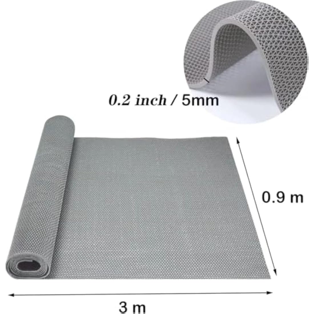 BWKJMY Non-slip Drainage mat 300 X 90cm Commercial Waterproof Floor Mat for Indoor Outdoor Wet Area S-Shaped Rubber Mat for Pool,Kitchen, Bathroom, Restaurant, Garden (Grey)