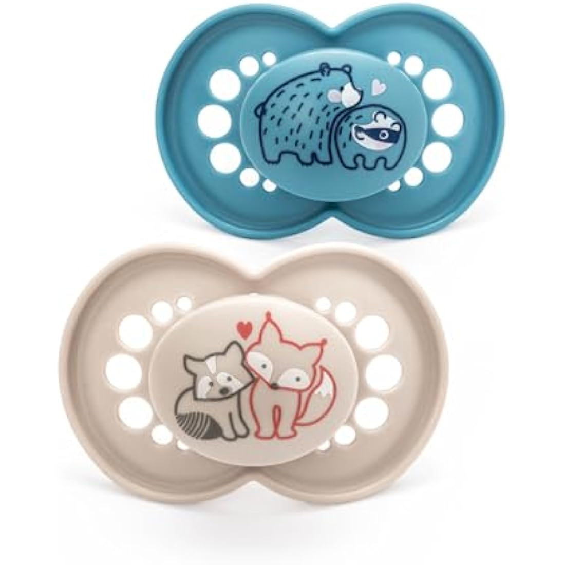 MAM Original Soothers | 18-36 Months | Pack of 2 | Comes in Dummy Steriliser Box | Sustainable Materials | Baby Accessories | Blue (Various Designs)