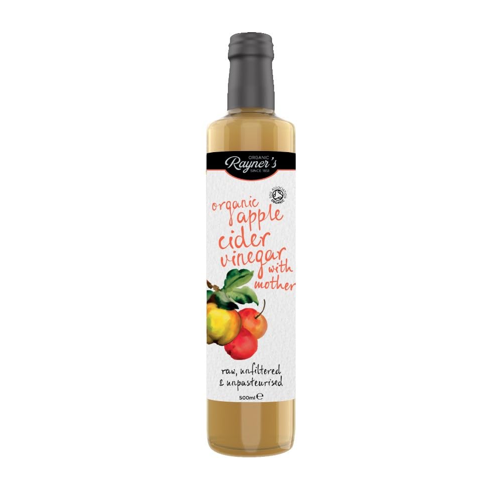 Rayner's Organic Raw Apple Cider Vinegar with Mother, 6 x 500 ml ? Organic, Raw, Unfiltered & Gluten-Free