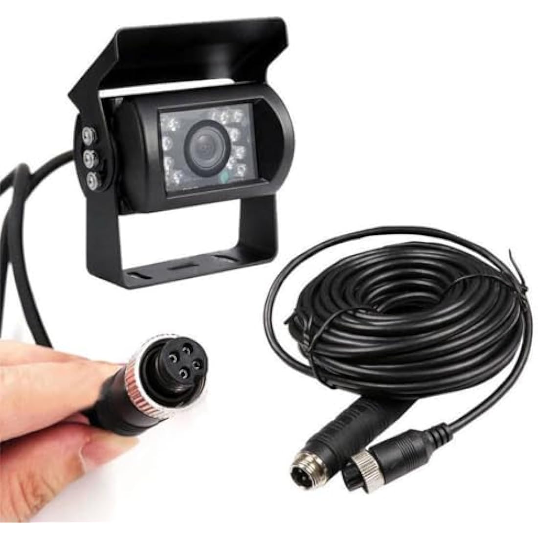 Backup Camera Camecho IR Night Vision Waterproof Reversing Camera + 10M 4 Pins Cable Kit for Car Bus Truck Caravan Camper 12V 24V Parking Assistance