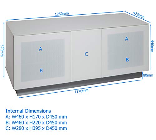 Alphason Element XL 1250 Modular glass TV Cabinet - Grey