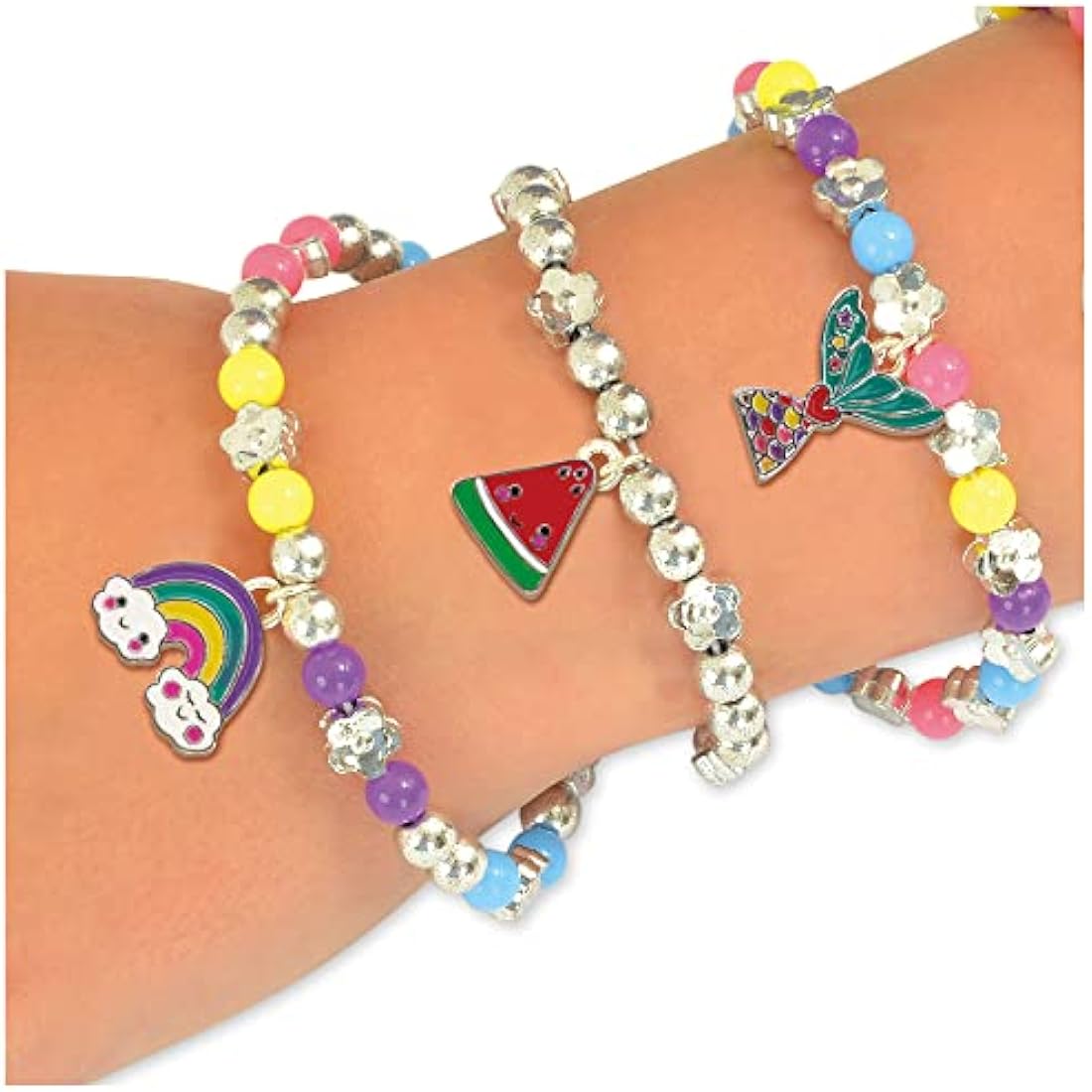 Galt Charm Bracelets - Fun Bracelet and Jewellery Making Kit - Craft Kit for Kids with Colourful Beads and 9 Clip-On Metal Charms - Childrens Arts and Crafts Set Makes 7 Bracelets - Ages 8 Years Plus