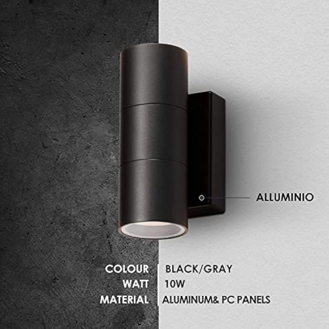 CELAVY Outdoor Wall Lights, Up Down Outside Wall Lights Mains Powered, IP65 Waterproof Modern Front Door Porch Light 3000K 10W Aluminium, Exterior LED Wall Lighting Sconce GU10 Bulb Included, Black