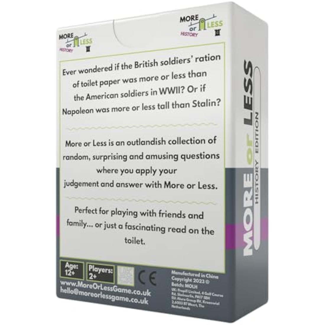 More or Less History Edition Card Game | 2 Players + | Travel & Pocket Card Game for Kids, Teens & Adults | Play Anywhere
