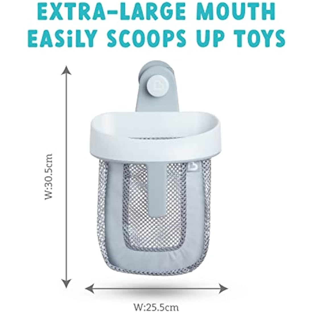 Munchkin Super Scoop Baby Bath Toy Storage Basket & Net | Removable Wall Hanging Bath Tidy | Baby Bath Caddy & Bath Organiser Rack | Shower Bath Toy Holder | Bathroom Toy Net with Suction Cup & Handle