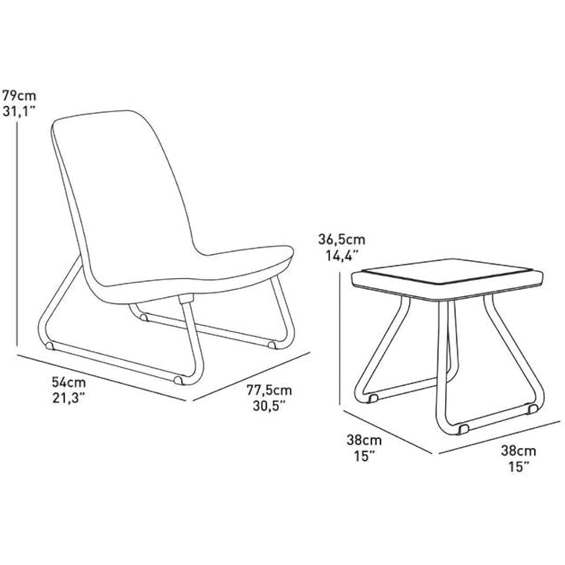Keter Rio Patio Set, Table and Chairs - Graphite/Grey