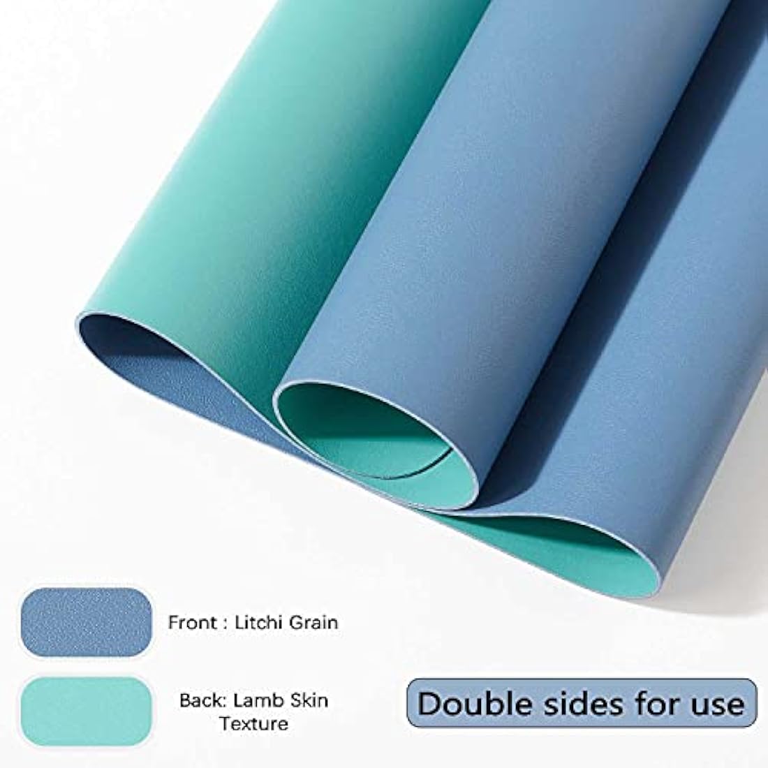 DOBAOJIA Desk Pad XX-Large, Desk Mat, Desk Blotter, Laptop Pad, Extended Mouse Mat, Mouse Pad XXL, Writing Pad for Office/Home, Dual-Side Use PU Leather Waterproof 35.4" X 16.9"(Steel Blue/Green)