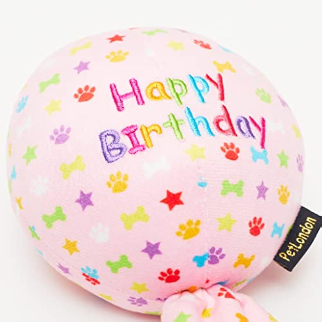 Pet London Birthday Pink Balloon Dog Toy - Celebrate Dog's Happy Birthday - Plush colourful Rainbow Confetti Pattern Dog Party Gift-Perfect Pup Special Day Present-UK Designer Brand-BDAY or Adoption