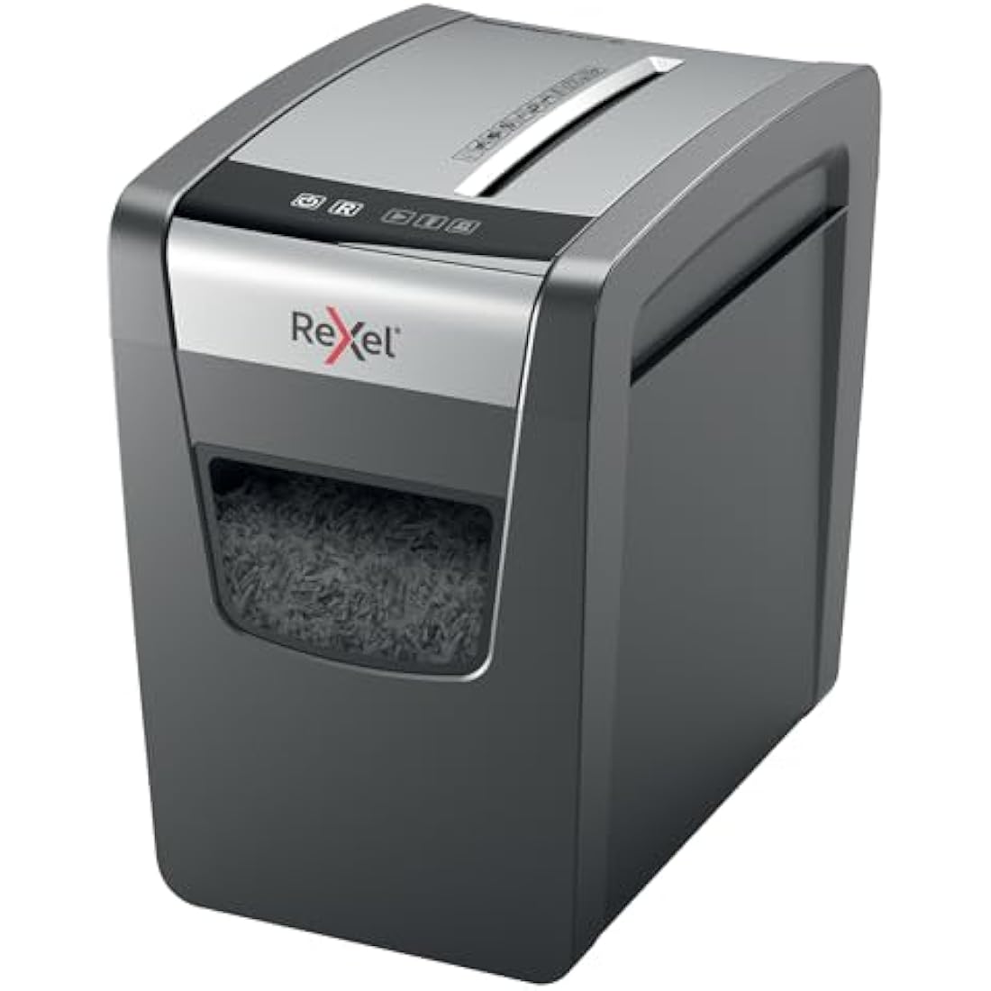 Rexel Momentum X410-SL Slimline Cross Cut Paper Shredder, Shreds 11-10 Sheets (70-80 gsm), 23 Litre Bin, Black, 2104573