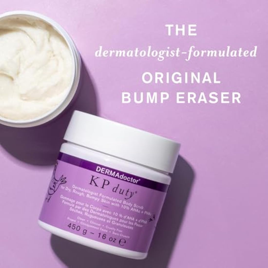 DERMAdoctor KP Bump Eraser Body Scrub Dermatologist Formulated Exfoliant | Keratosis Pilaris Treatment For Dry And Bumpy Skin 10% AHAs + PHAs - 450 Grams