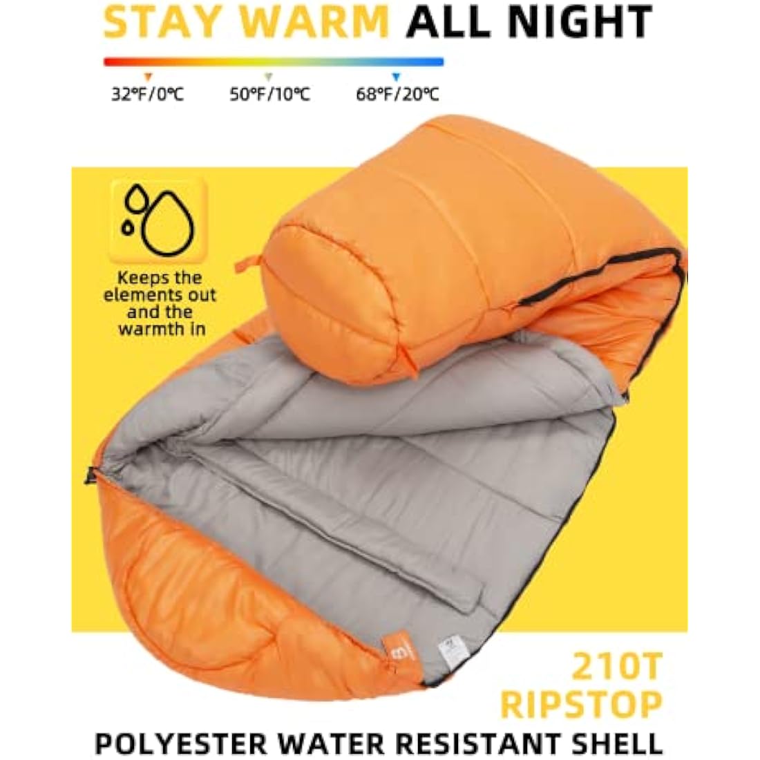 Bessport Sleeping Bag, 4 Seasons 0°C Sleeping Bag, Small Pack Size & Ultralight Outdoor Sleeping Bag, Mummy Sleeping Bag for Camping, Travel, Outdoor and Tent