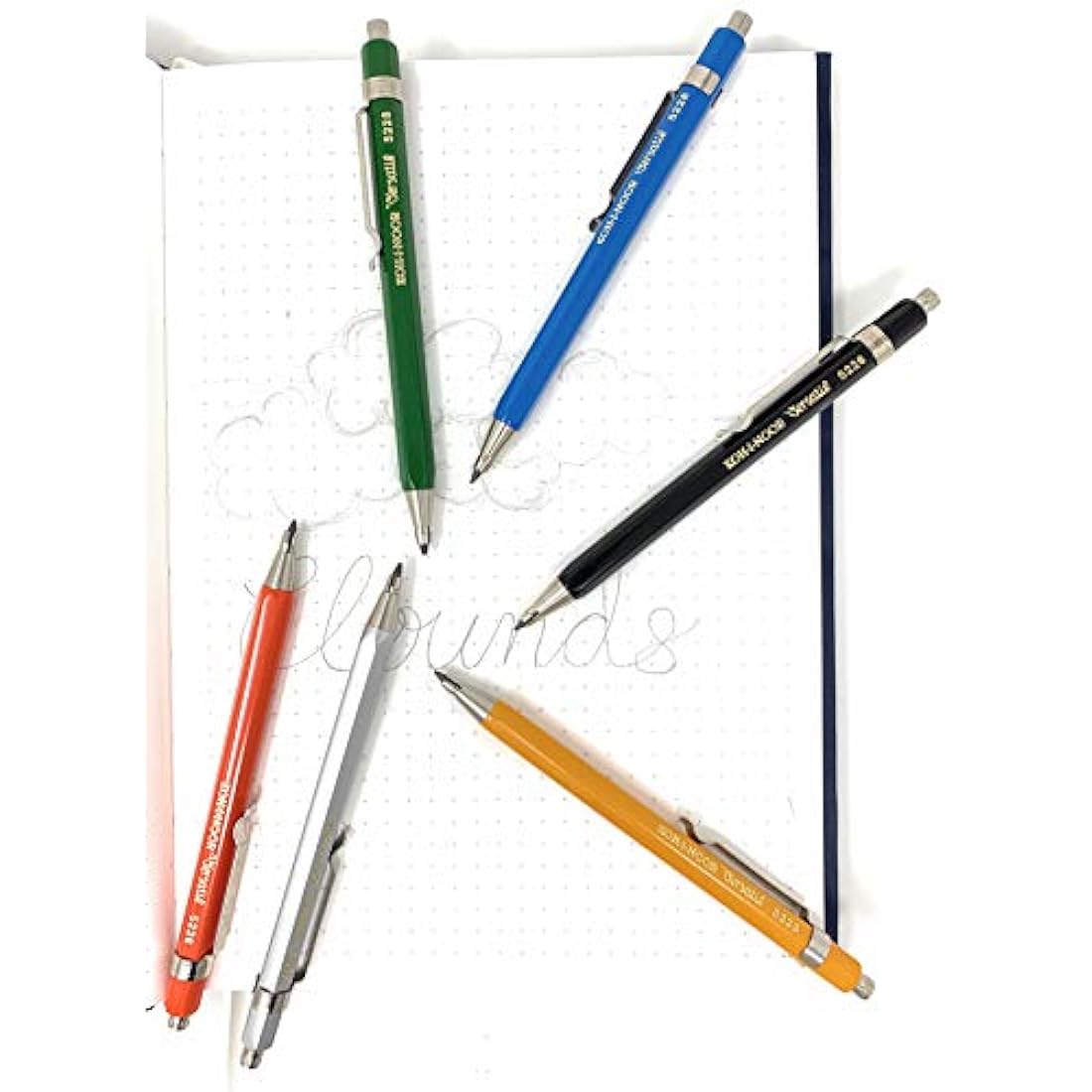 Clutch Pencil Mechanical Pencil Short 2 mm Thick Lead Koh-I-Noor Set of 6 with Leads