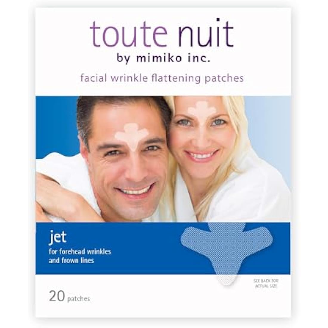 Toute Nuit Facial Wrinkle Flattening Patches - JET Extra Large UNISEX Frown Lines Plus (Anti-Wrinkle Patches/Face Tape)