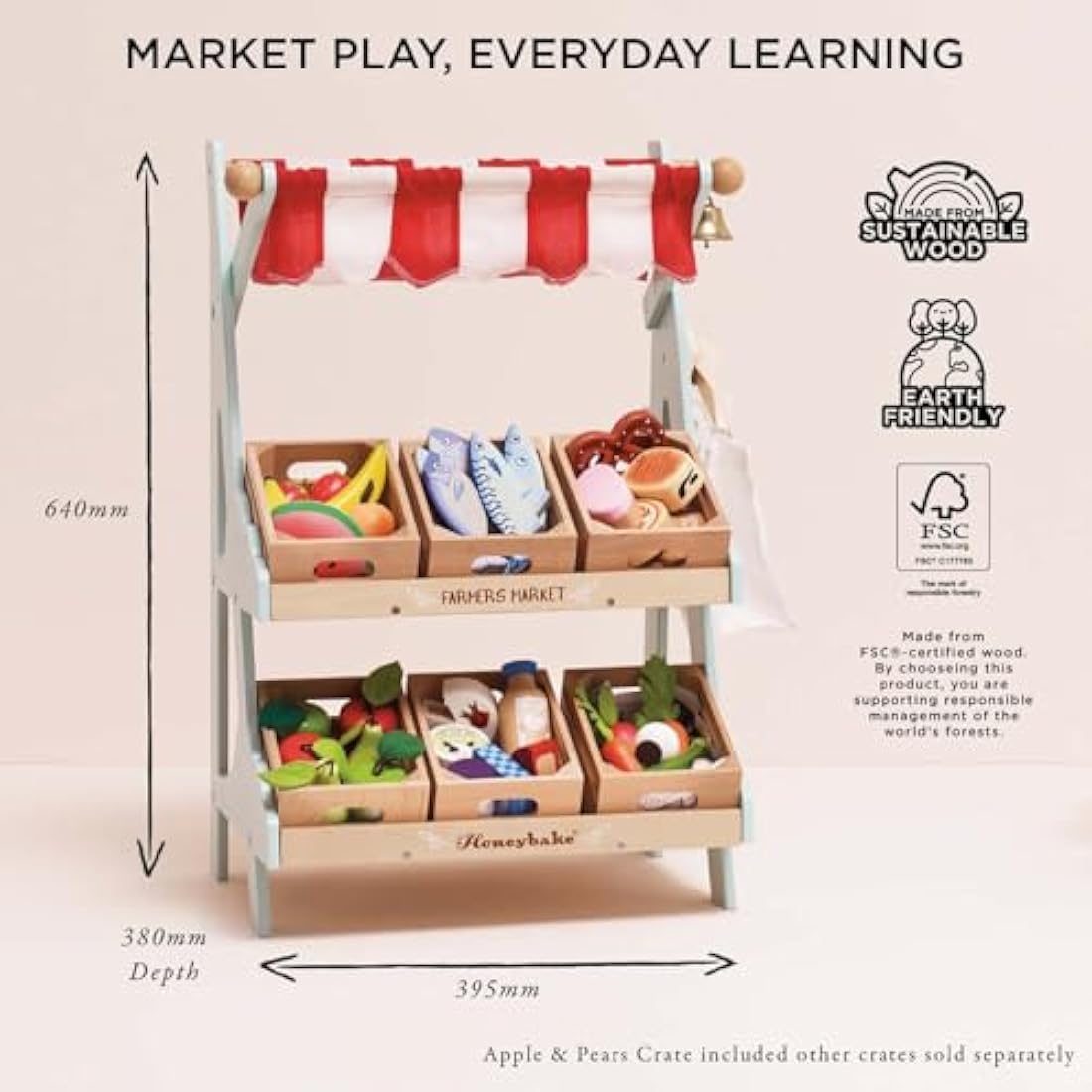 Le Toy Van - Wooden Honeybee Market Play Shop Set | Supermarket Pretend Play Food Shop,Small