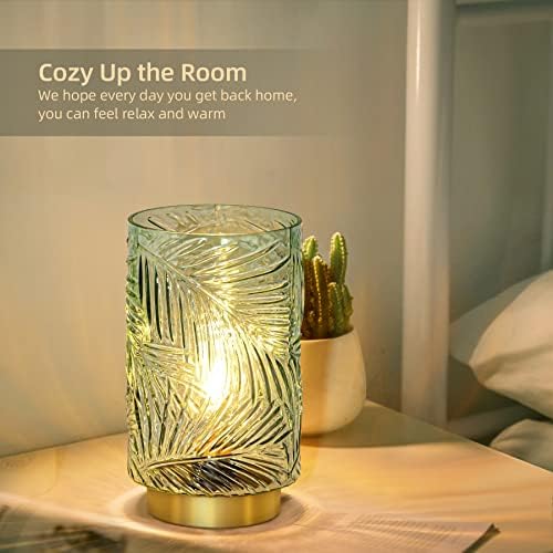 MJ PREMIER Table Lamps Battery Operated for Home, Battery Operated Lamps Indoor, Decorative Cordless Lamp with Timer, Battery Powered Lamps for Living Room/Bedroom/Tabletop/Entryway (S-Light Green)