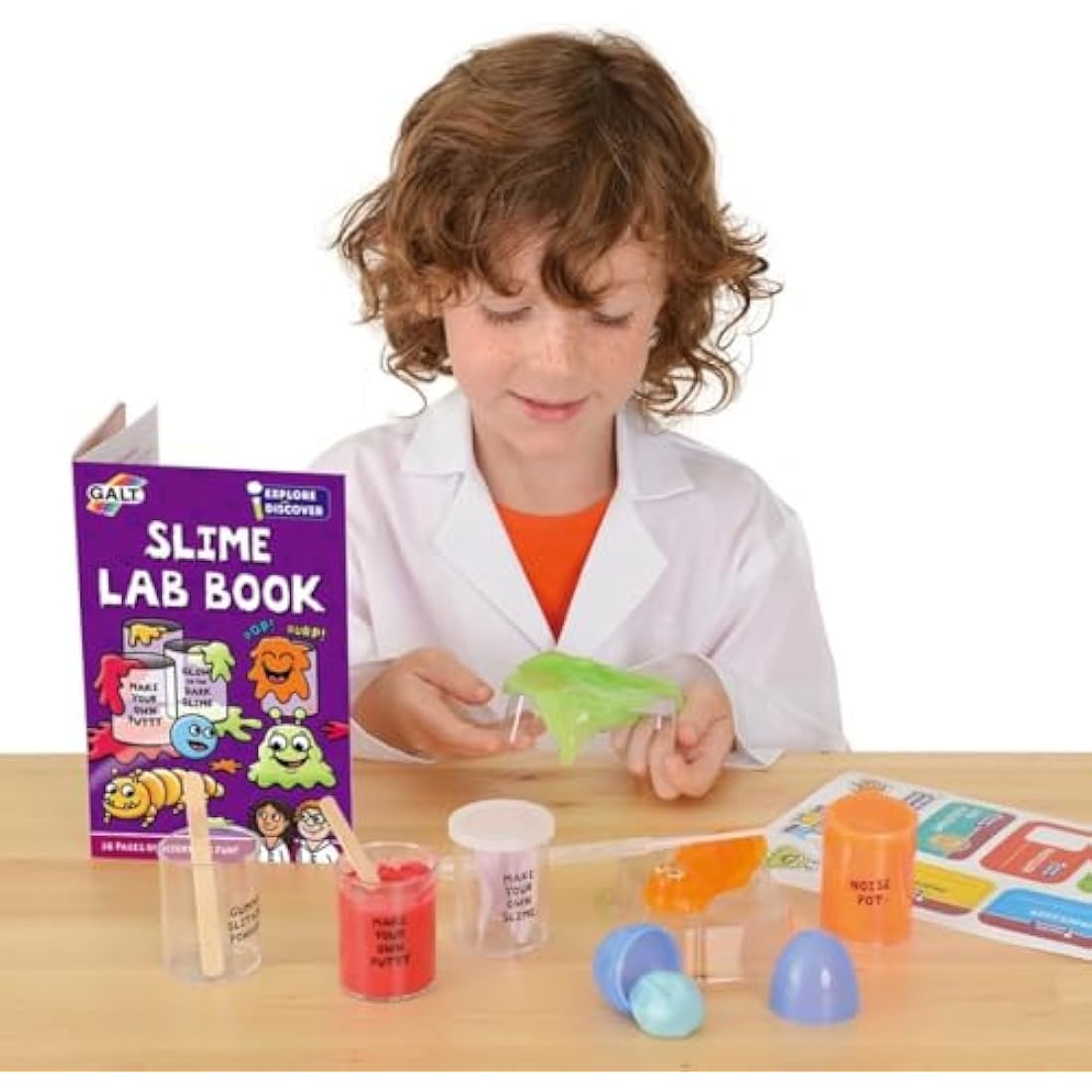 Galt Slime Lab -Explore and Discover STEM Craft and Science Set for Kids -Childrens Slime Making Kit for Boys and Girls -Includes 7 Fun Experiments, Lab Book and Step by Step Guide - Ages 5 Years Plus
