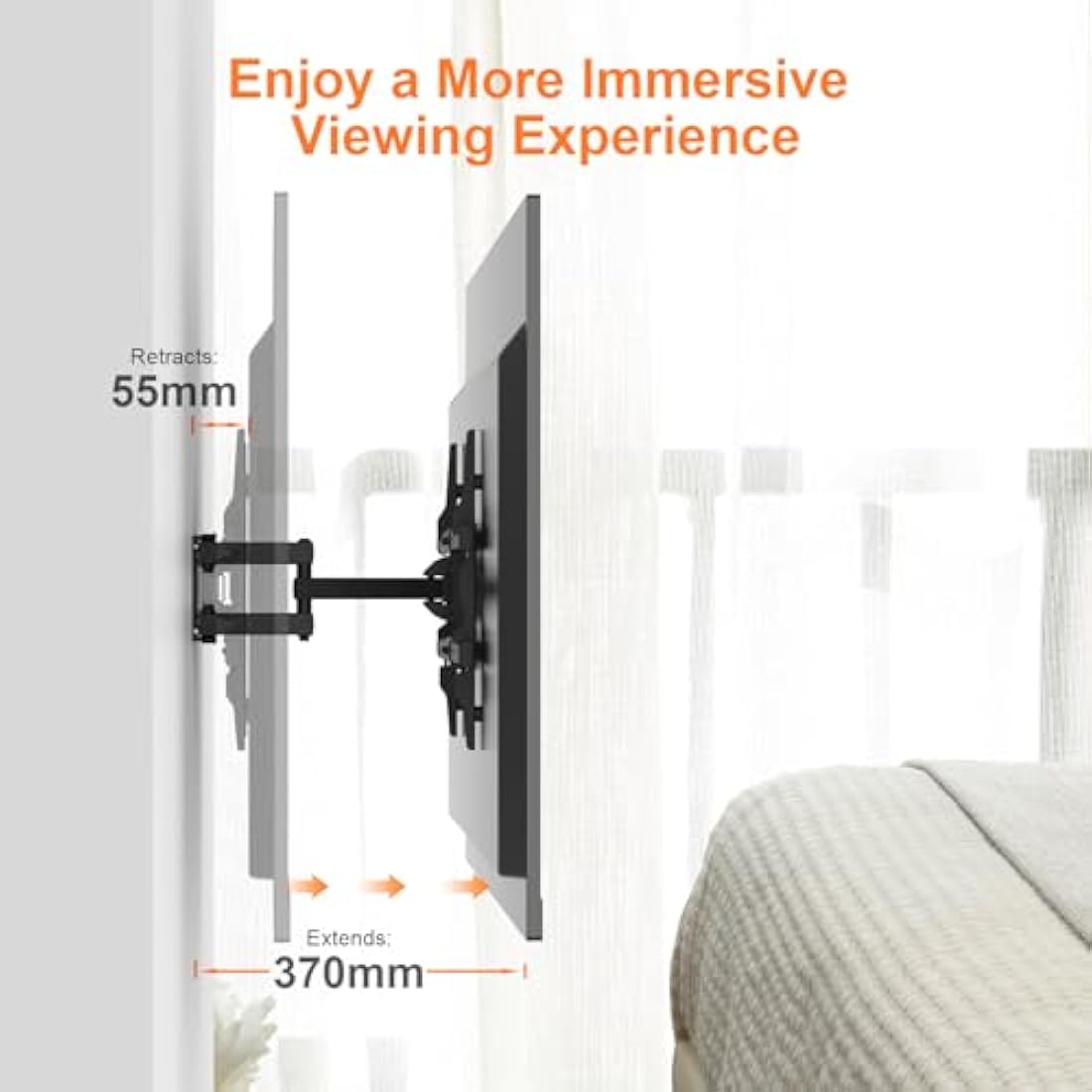 GRIFEMA GB1006-6 TV Wall Bracket for 32-80 inch, Swivel, Tilt, Extendable TV Wall Mount, up to 60kg, Max VESA 600x400mm, Universal and Slim for Flat & Curved TVs
