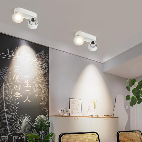 Budbuddy 12W LED Adjustable Ceiling Spotlights, White, 8.7" x 3.3" x 3.5", Modern, Hallway, Living Room, Office