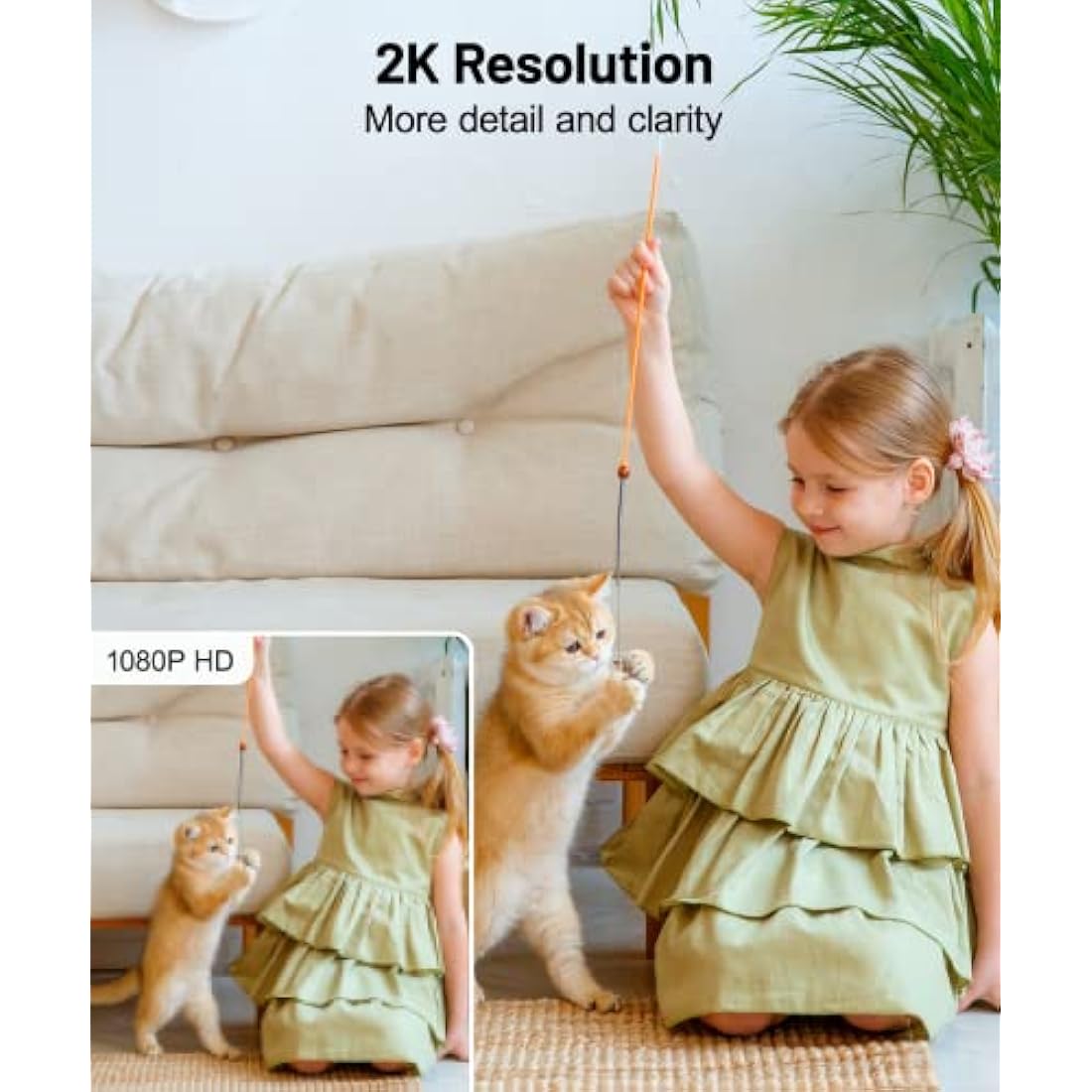 GALAYOU 2K WiFi Pet Camera, Home Security Camera Indoor for Dog, Cat, Baby Monitor Camera, 360° Wireless, Motion Tracking, Night Vision, 2-Way Audio, Works with Alexa&Google Home G2 (2P)
