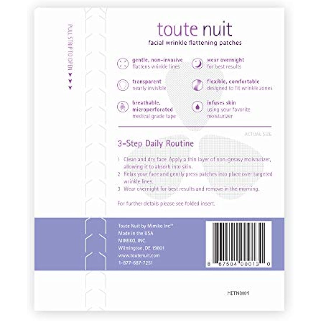 Toute Nuit Facial Wrinkle Flattening Patches, Triangle - Forehead, Around Eyes and Lips Anti-Wrinkle Patches, Face Tape - 45 Patches