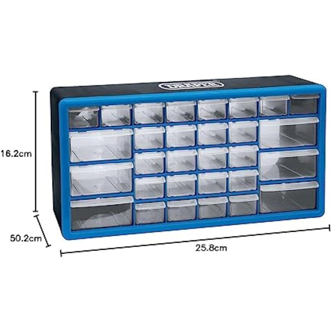 Draper 30 Drawer Garage Plastic Storage Unit | Tool and Parts Storage | Garage Workshop Storage Organiser | Wall Mountable | 12015