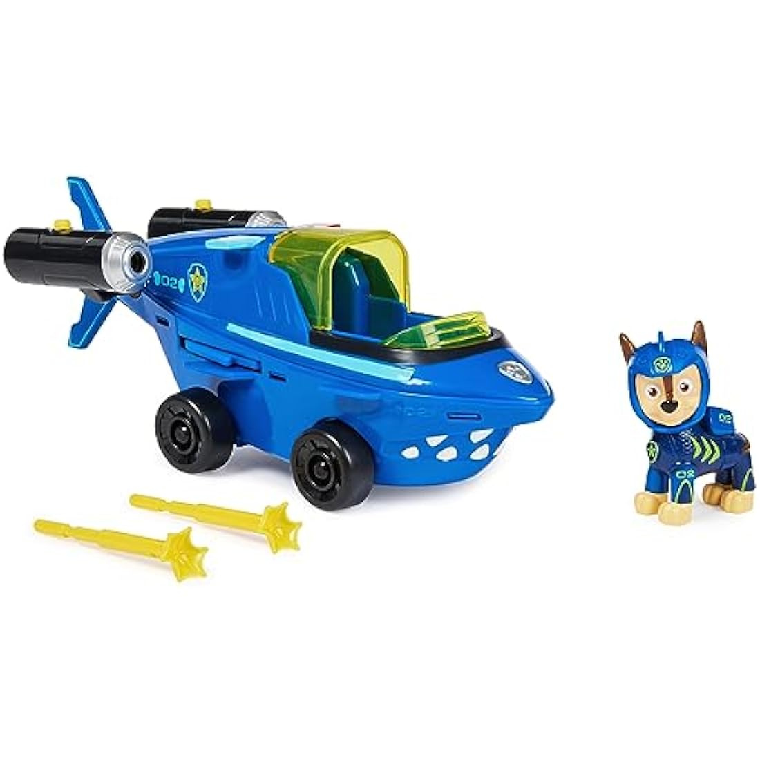 PAW Patrol Aqua Pups, Chase Transforming Shark Vehicle with Collectible Action Figure, Kids’ Toys for Ages 3 and up