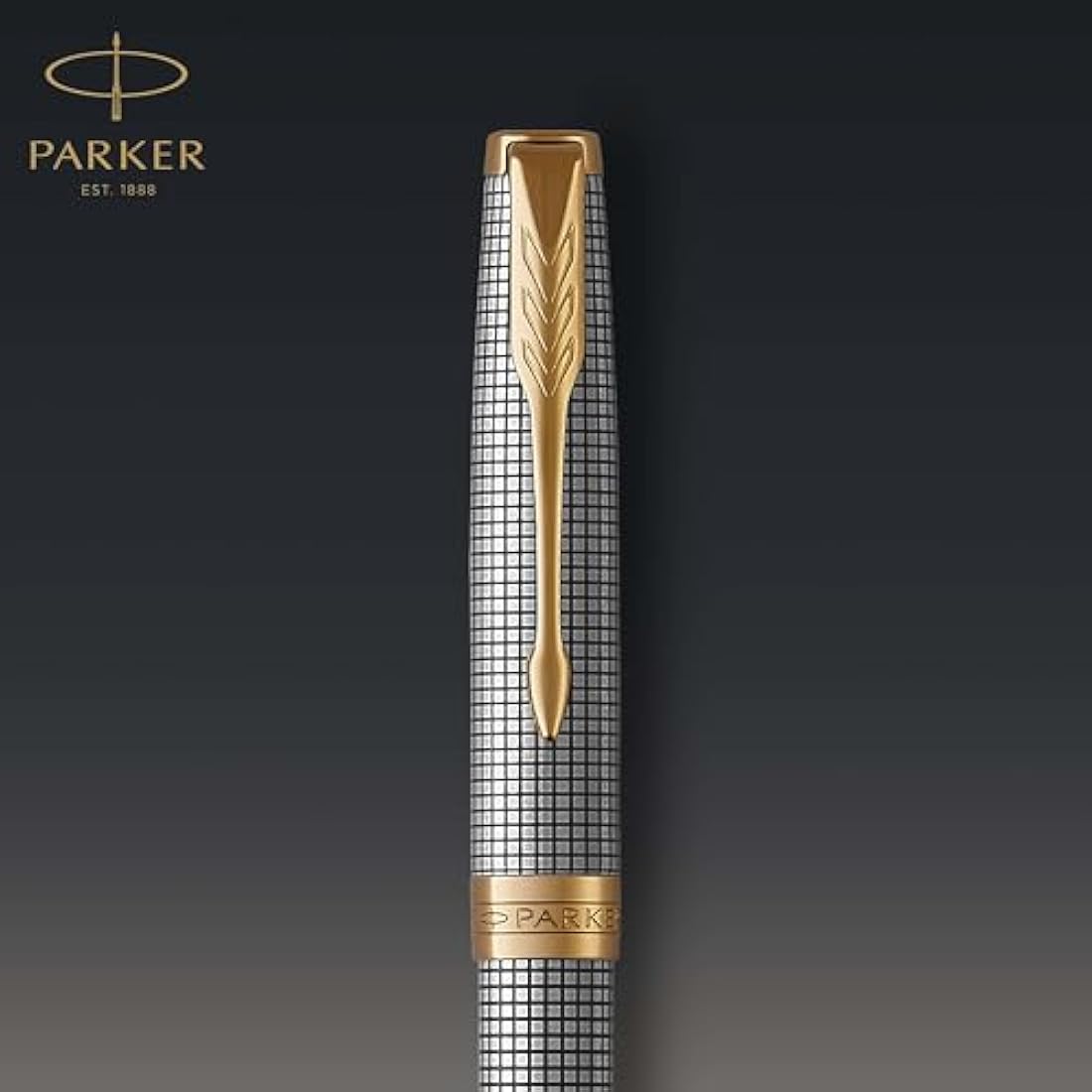 Parker Sonnet Ballpoint Pen | Chiselled Silver with Gold Trim | Medium Point Black Ink | Gift Box