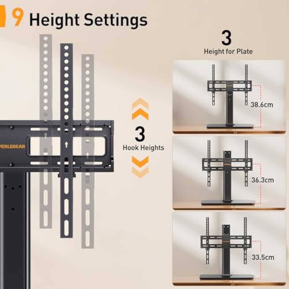 Universal Swivel TV Stand - Table Top TV Stand for 32-60 inch LCD LED TVs - Height Adjustable TV Base Stand with Tempered Glass Base & Wire Management, Holds 40 KG & Max.VESA 400x400mm