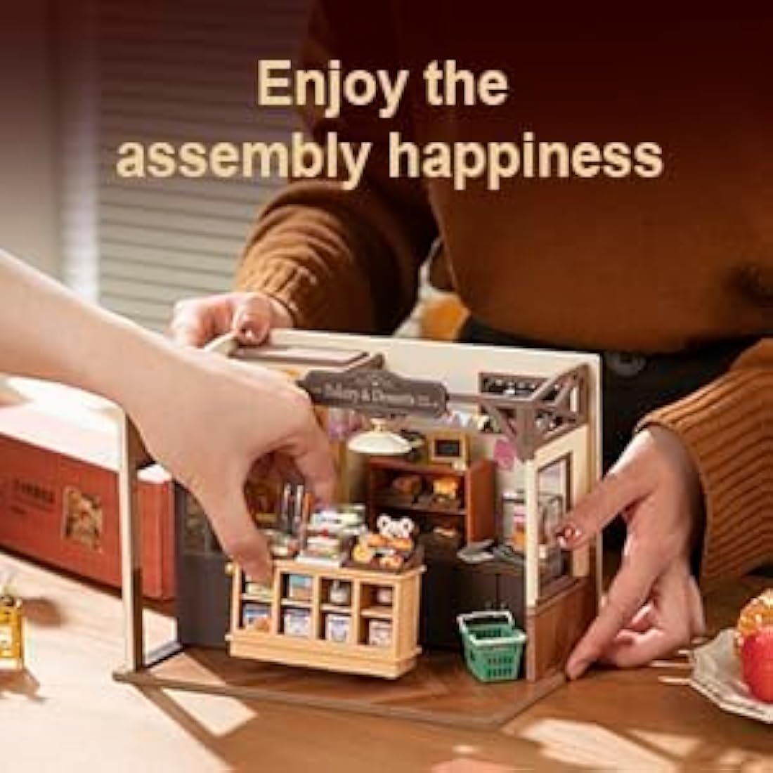 RoWood DIY Miniature Doll House Kit Bakery | Wooden Dollhouse Model Book Nook Kit | Craft Kits Gifts for Adults and Teens (LAT-DG161)