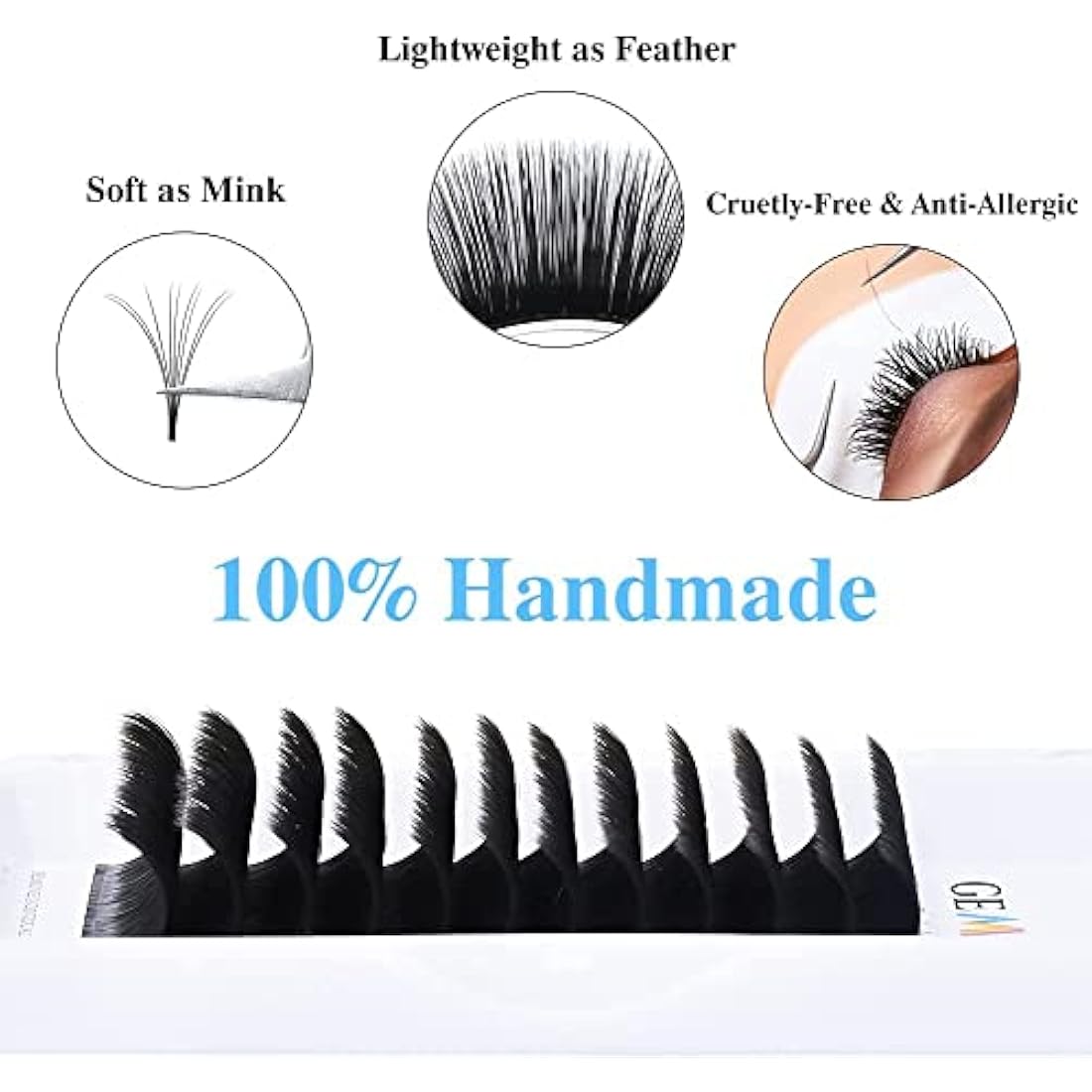 Gemerry Easy Fan Lash Extensions D curl 0.05mm 8-14mm Mixed Tray Noir Russian Volume Automatic Blooming Self Fanning Lashes Long Individual Volume 3D 4D 5D 6D 8D Lash Fan (0.05-d curl-mix 8-14mm)