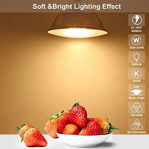 Unikcst 4X 18W PAR38 E27 LED Floodlight Bulbs PAR 38 Reflector Light 2000LM ES Cap 120° Beam Angle Warm White Replace 180W Halogen lamp