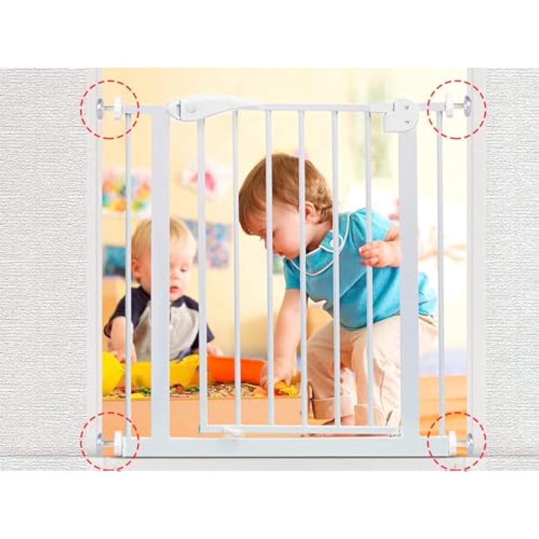 4 Pack Pressure Mounted BoltsKit for Baby Gate Pet Dog Wall Protector Threaded Spindle Rods Long Screws M10(90mm) Stair Walk Thru Gates Spares Lindam Safety First Parts Extension Cuggle（White ）