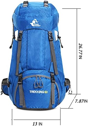 Bseash 60L Waterproof Hiking Camping Backpack with Rain Cover, Lightweight Outdoor Sport Travel Daypack Rucksack for Climbing Skiing