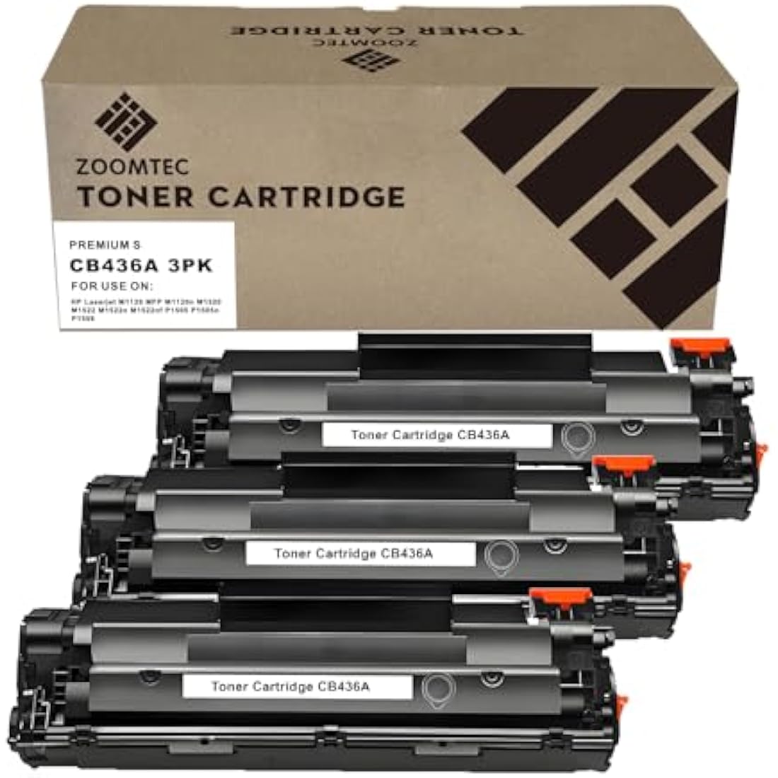 ZOOMTEC Compatible for HP CB436A 36A Toner Cartridge Compatible for HP Laserjet M1520 P1505 P1505n P1506 MFP M1120 M1120n M1522 M1522n M1522nf Printer (3x Black)