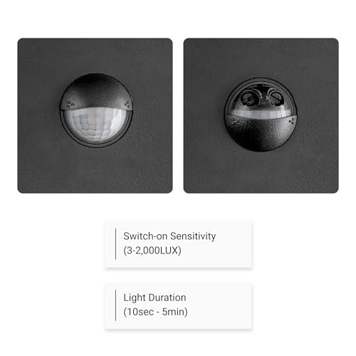 SEBSON Outdoor Lights Mains Powered IP65 - Pack of 2 - Outdoor Garden Lights with PIR Motion Sensor, Adjustable LED Wall Lights 15W, Cool White,