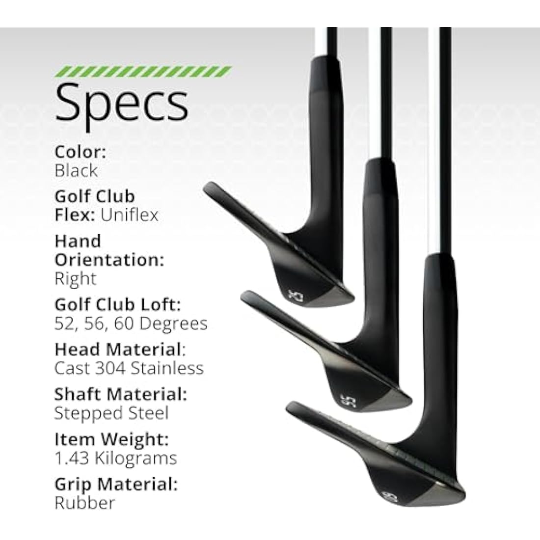 BombTech - Premium Golf Wedge Set - 52, 56, 60 Degrees Golf Wedges - Max Groove for Increased Spin - Black Wedges…