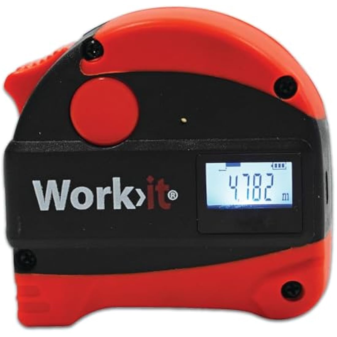 Work>it® Tape Measure with Laser Rangefinder 5m + 40m - High Precision Measurement, Magnetic End, USB Charging, Black/orange