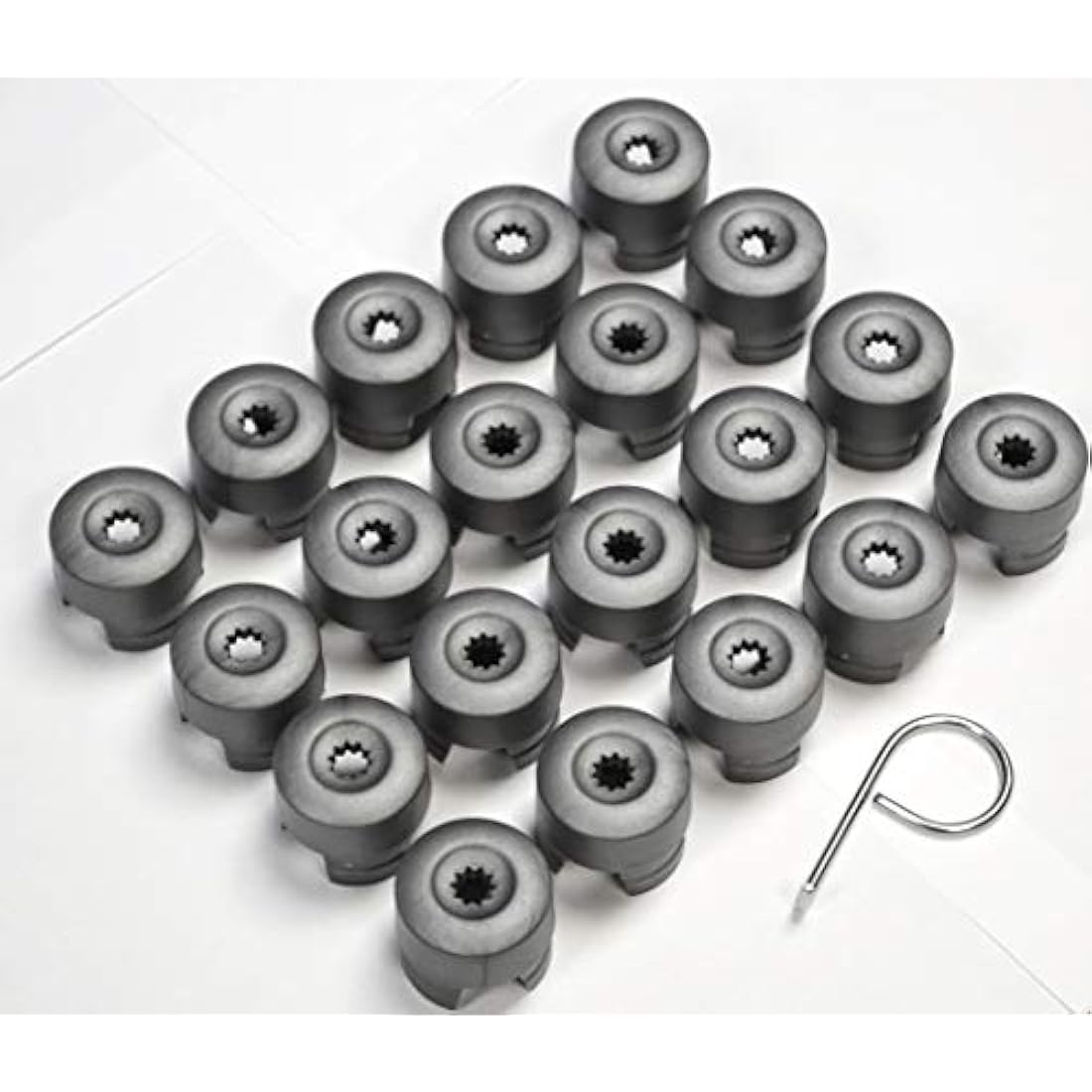 Partsdealers WHEEL NUT BOLT COVERS CAPS FOR VW TRANSPORTER T5 T5.5 TOUAREG AMAROK 19mm GREY x20 NEW SET + TOOL…