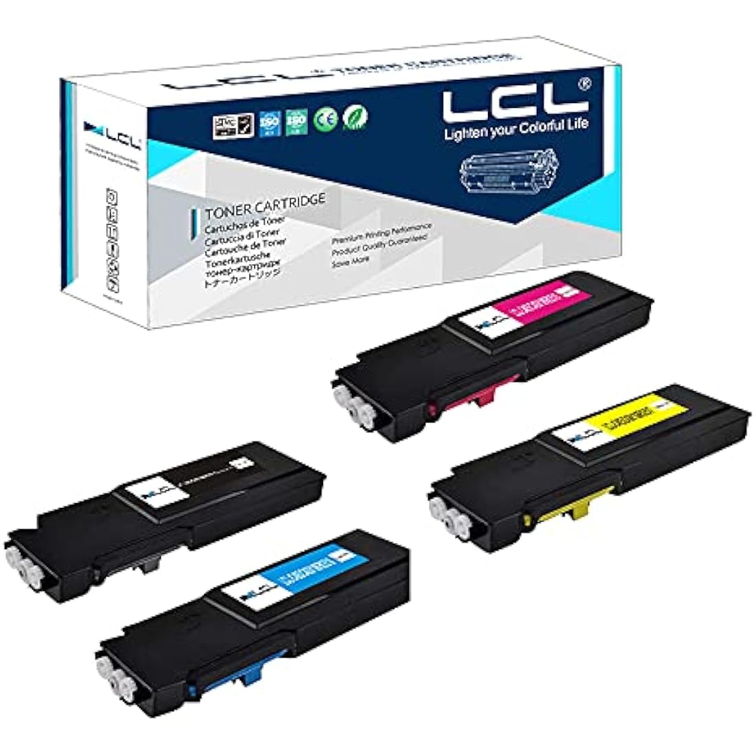 LCL Remanufactured Toner Cartridge 4 cartridges 10500 pages+3 * 8000 pages C400 C400V C400N C400DN C405 C405V C405N C405DN 106R03528 106R03530 106R03531 106R03529 Replacement for Xerox