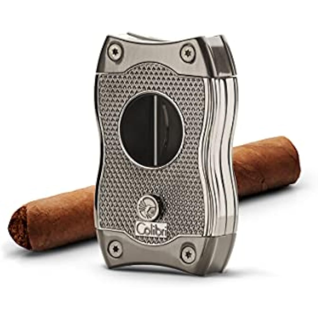 Colibri SV-Cut Cigar Cutter| Black/Chrome/Gunmetal/Rose Gold |Spring Loaded Release | Deep 7mm V Cut and up-to 3mm Straight Cut | Up-to 68 Ring Gauge Cigars | Ergonomic Design (Gunmetal)