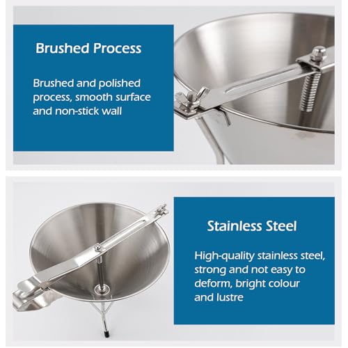 uyoyous Stainless Steel Piston Funnel Confectionery Funnel with Stand 1.8L Baking Dispenser funnel with Three Nozzles for Baking Cake Desserts Making Bakery Use