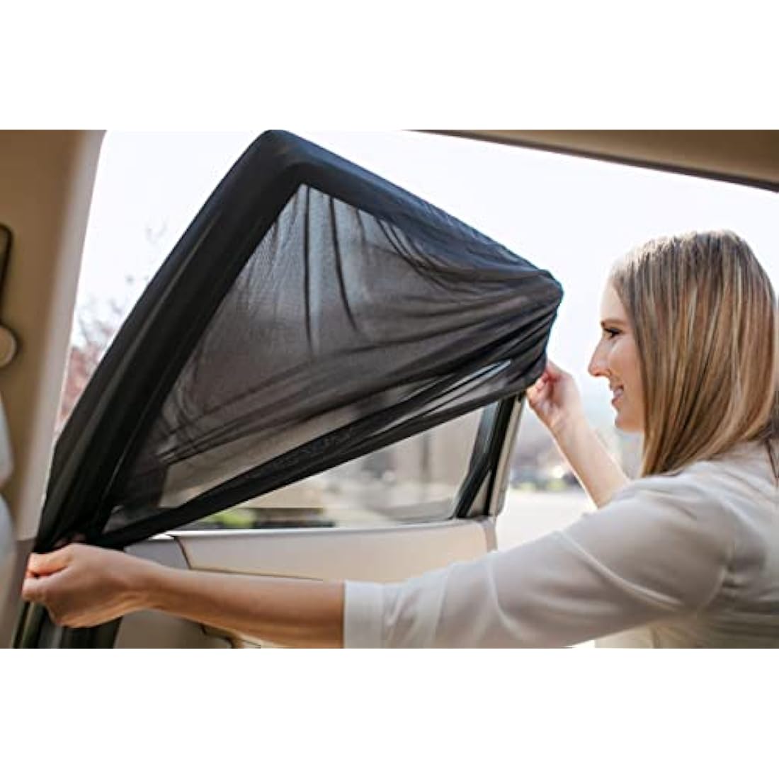 Car Rear Children's Window Shades for Baby (Pack of Two) - Stretchable & Breathable Window Screens for Sun Protection Sunshade, Car Window Shade All-round Protection for Kids - Fits Most Vehicles