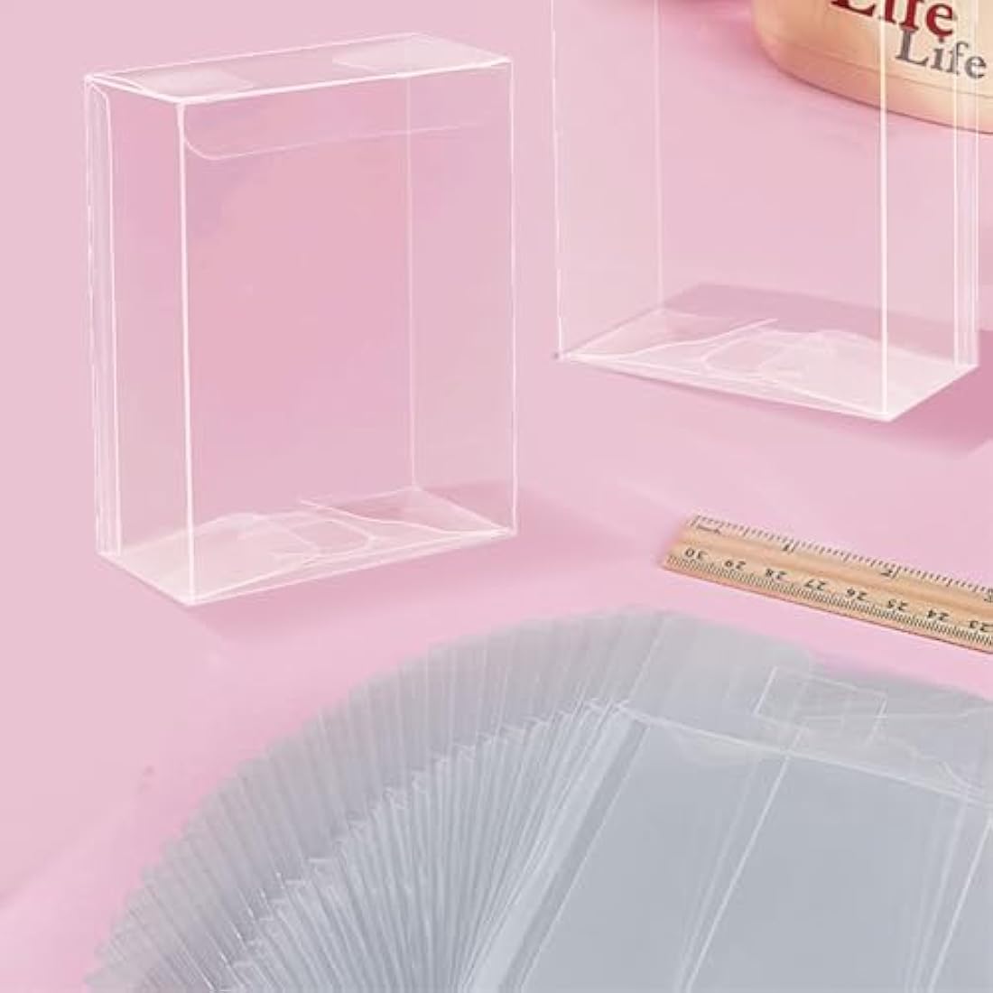 BENECREAT 30PCS 10.8x8.5x4cm Clear Wedding Favor Boxes with Protective Film, PVC Rectangle Transparent Gift Boxes for Candy Chocolate Birthday Party Gift Wrapping