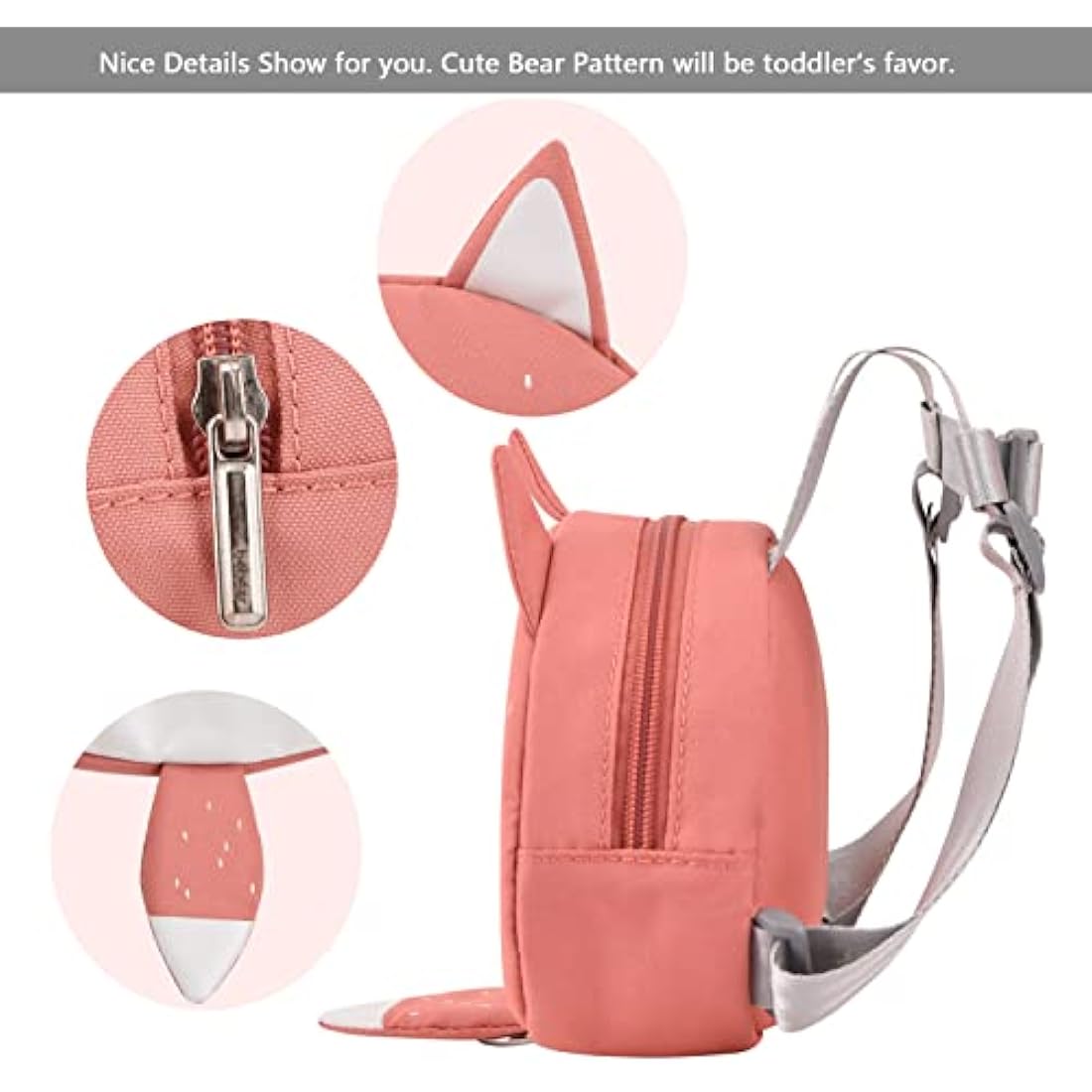 Bebamour Animal Toddler Backpack with Reins Mini Bag with Safety Leash for Children Portable Backpack Rucksack with Safety Harness for Boys and Girls, Orange