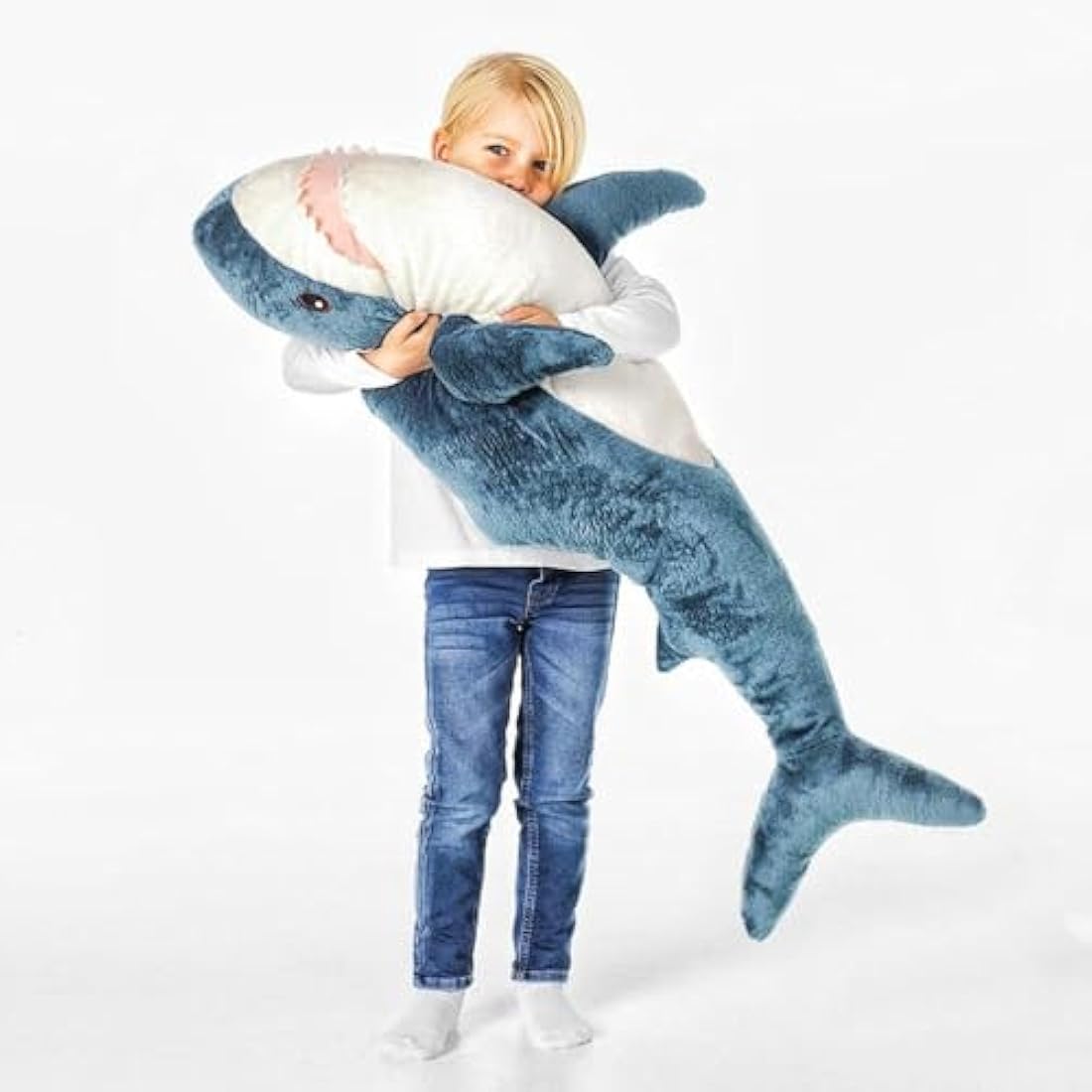 XIAOHONG 100cm Giant Shark Stuffed Animal Toy,Plush Shark Toys,Stuffed Animal Sharks,Soft Shark Cushion Pillow Shark Plush Pillow Stuffed Toy Throw Pillow for Home Decoration Kids Gift