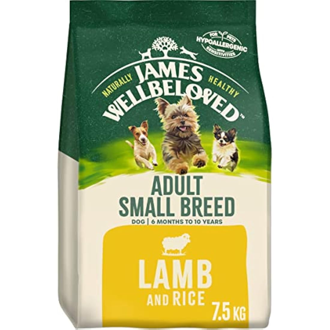 James Wellbeloved Adult Small Breed Lamb & Rice 7.5 kg Bag, Hypoallergenic Dry Dog Food